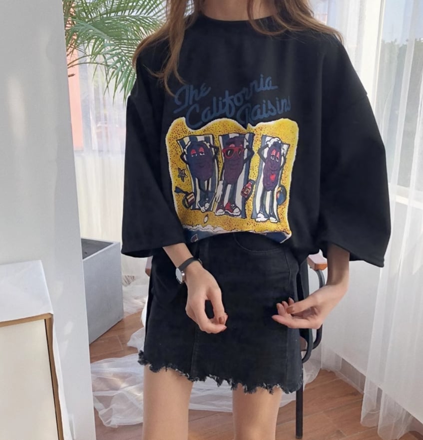 話題沸騰中 カジュアル  ゆったり プリント 2色半袖Tシャツ<ins-8161>