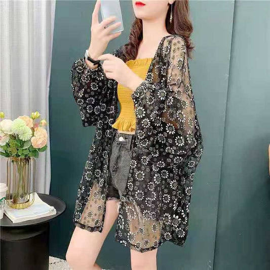 美人度アップ カジュアル 透け感 日焼け対策 チェック柄 パーカー コート全3色<iins-8045>