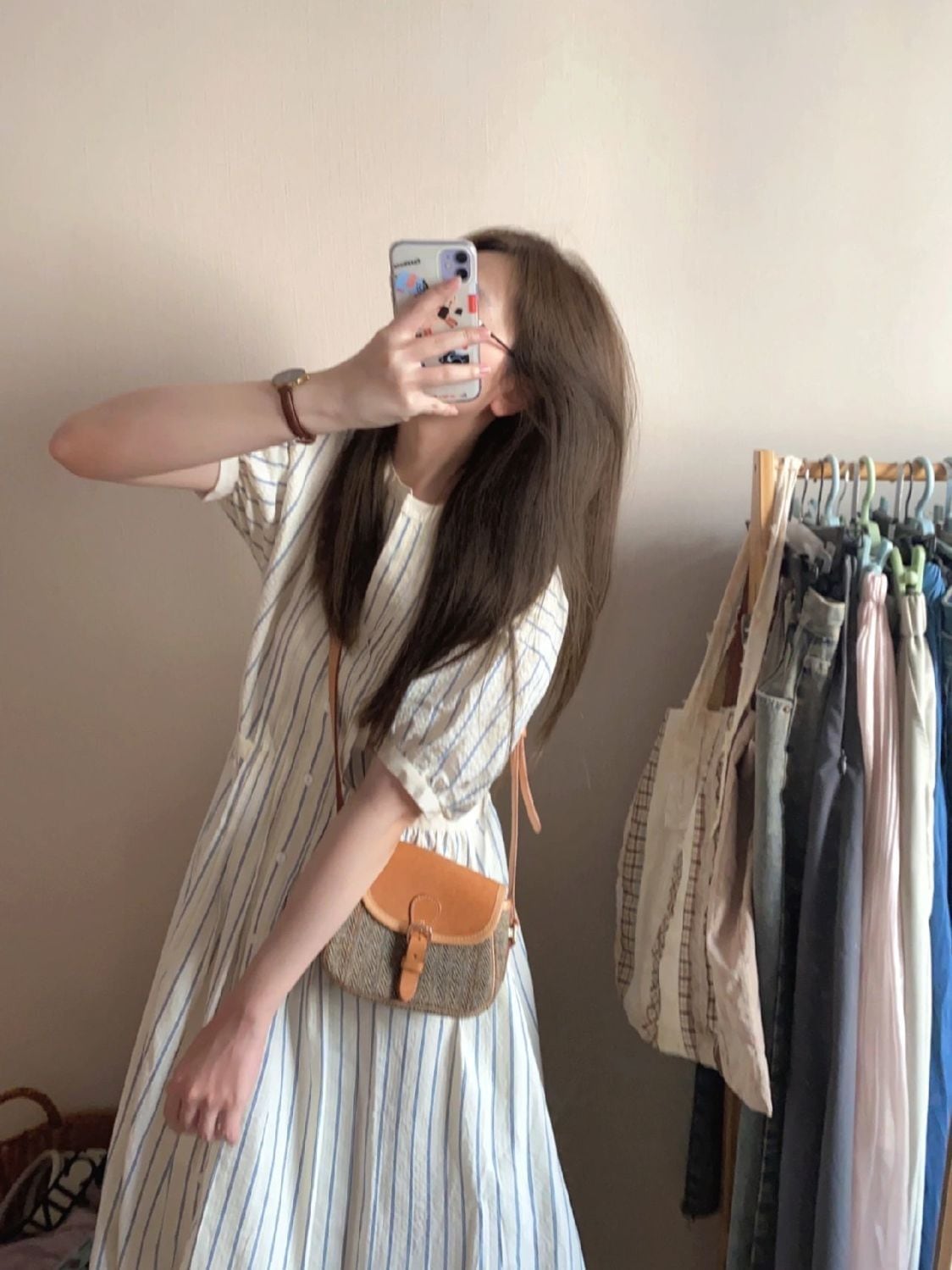 美人度アップ カジュアル エレガント ストライプ柄 ワンピース<ins-8346>