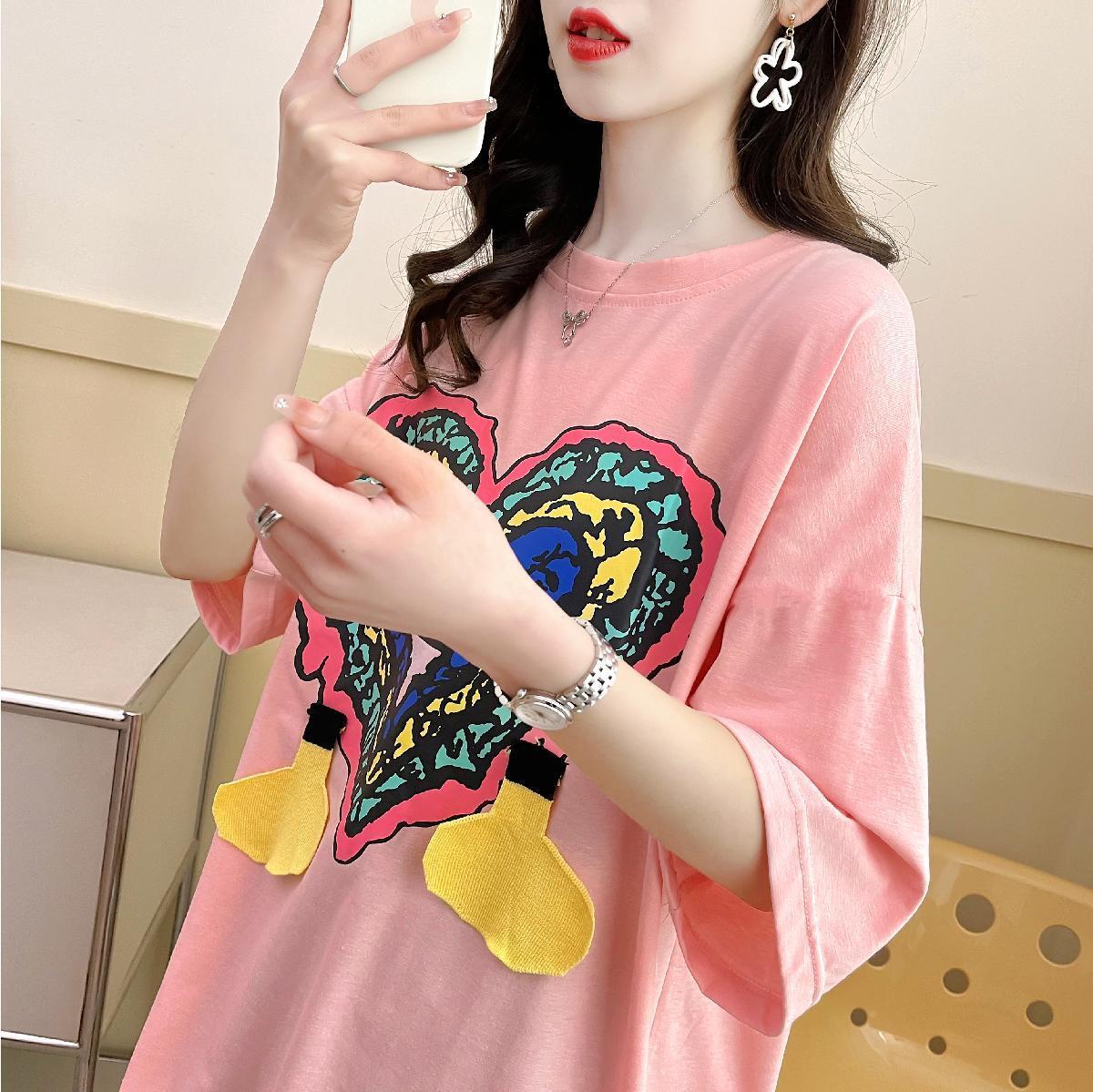 おすすめ カジュアル シンプル ゆったり 半袖Tシャツ<ins-8136>