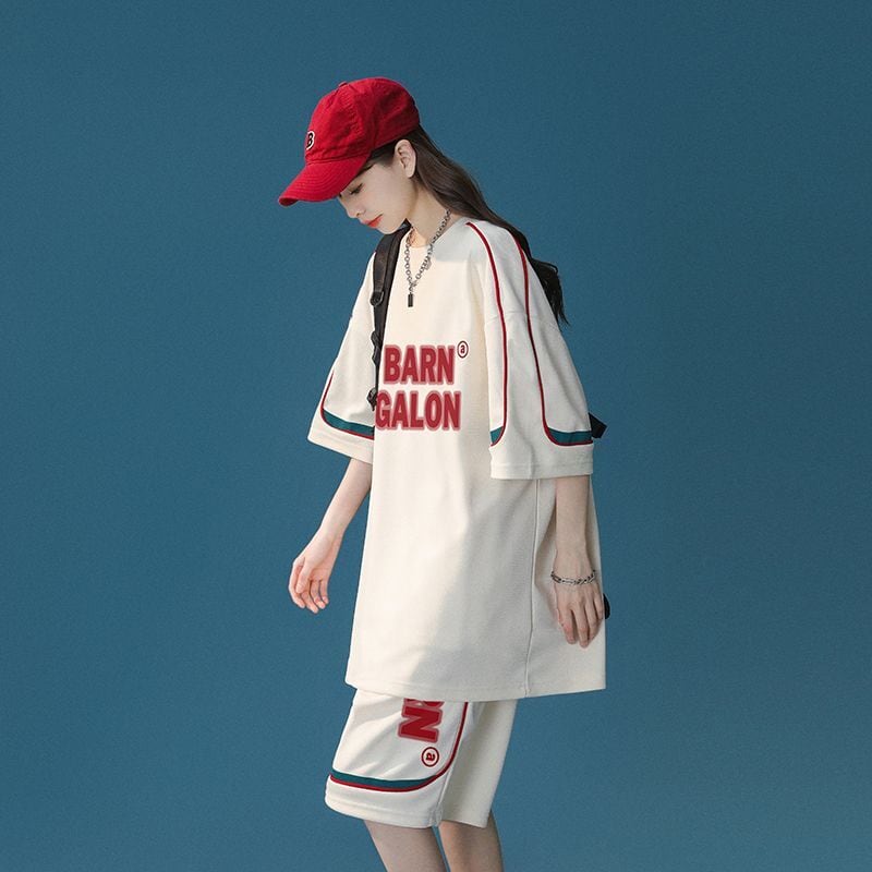 大好評 カジュアル ファッション ルーズ半袖Tシャツⅹパンツセット<ins-6539>