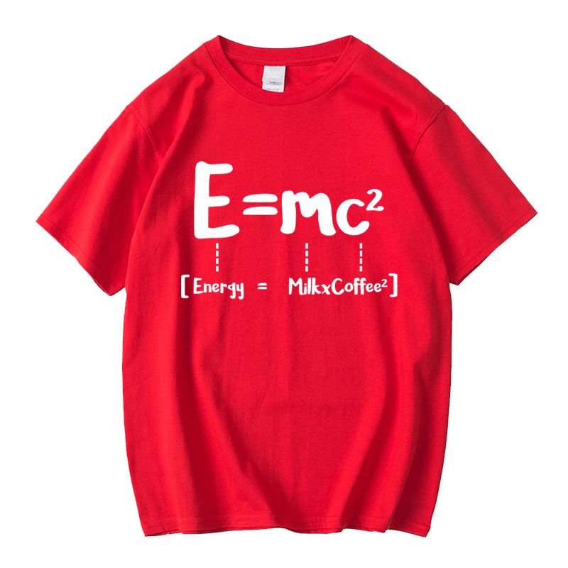 早い者勝ち おすすめ 質量とエネルギーの等価性 E = mc² プリントロゴ 半袖 Tシャツ-A2352