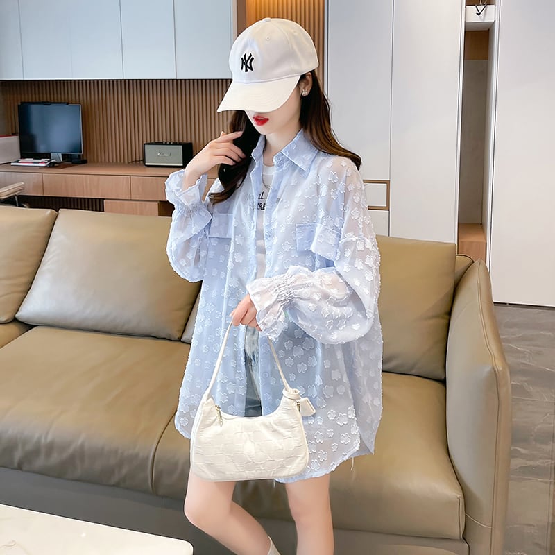 定番シンプル UV対策合わせやすい カジュアル ゆったりシャツ 全3色<ins-8370>