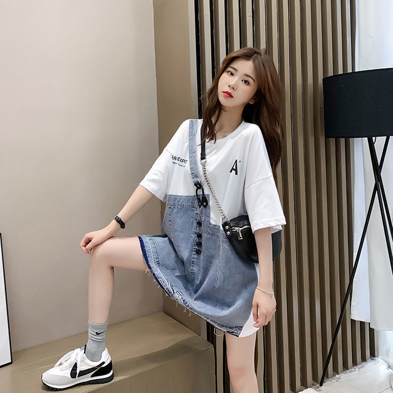 個性的なデザイン 一目惚れ 2色選択可 レイヤード風 Tシャツ カットソー<ins-8286>