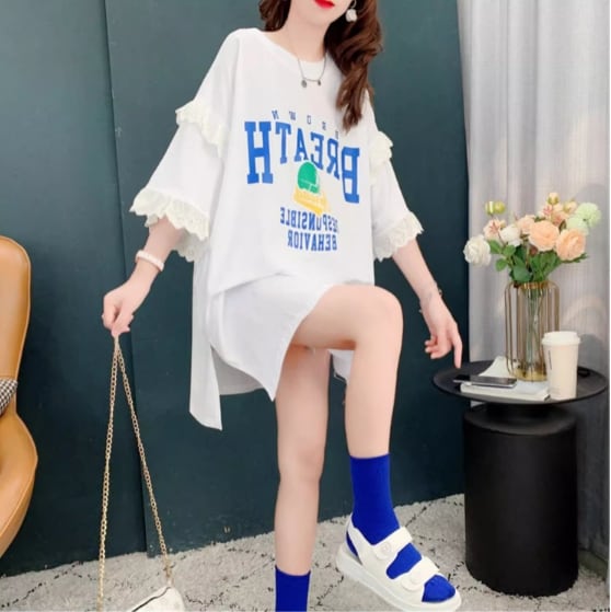 話題沸騰中 プリント ビッグロゴ ゆったり 半袖Tシャツ 全3色<ins-8252>