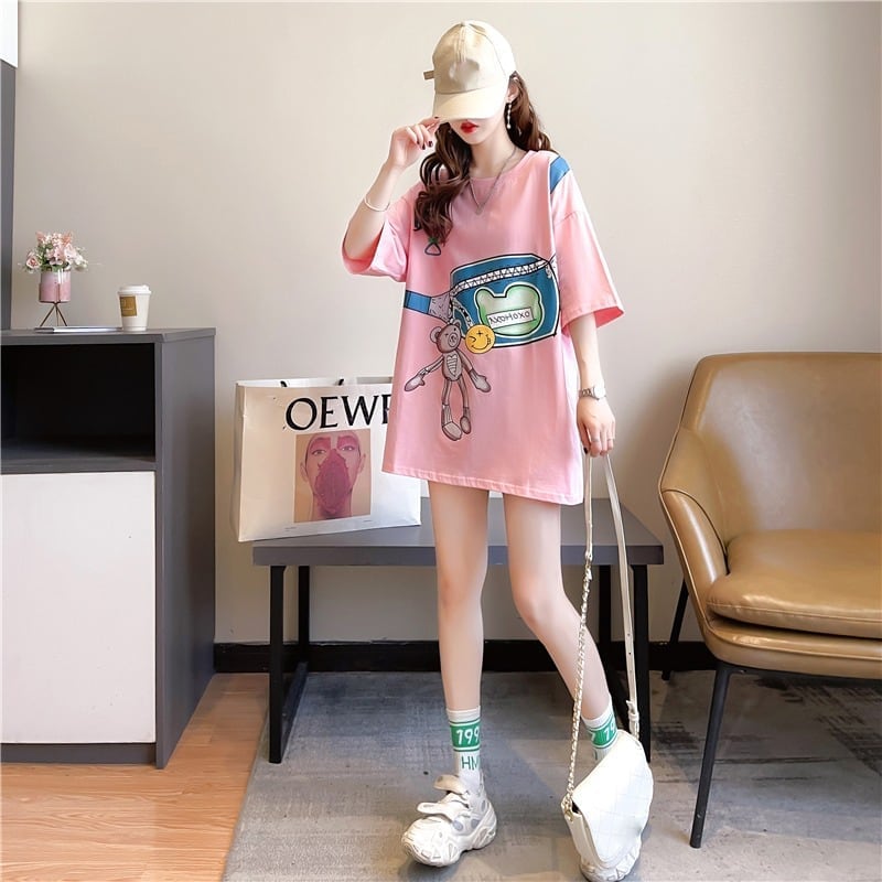 個性的なデザイン 一目惚れ 3色選択可 プリント Tシャツ カットソー<ins-3062>