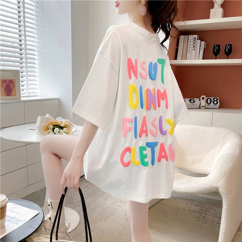 オシャレ度満点 一目惚れ アルファベット Tシャツ カットソー<ins-3071>