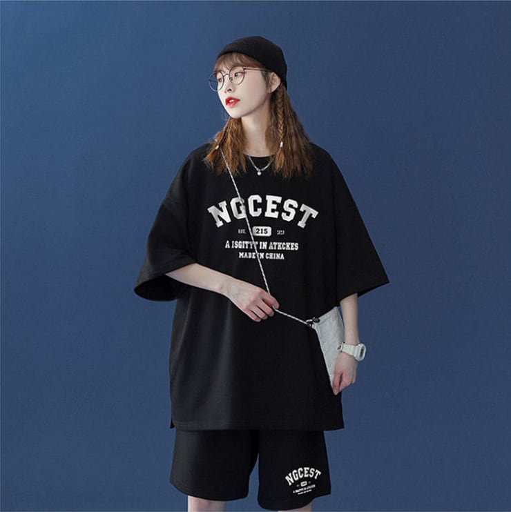 【半額!期間限定!!】売り切れ必至 カジュアル 半袖Tシャツⅹパンツセット全4色 男女兼用<ins-6574>