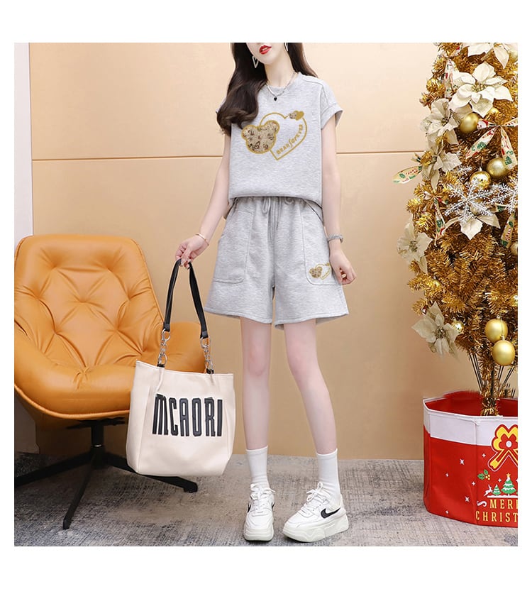 新作 カジュアル ファッション 半袖Tシャツⅹパンツセット<ins-6536>