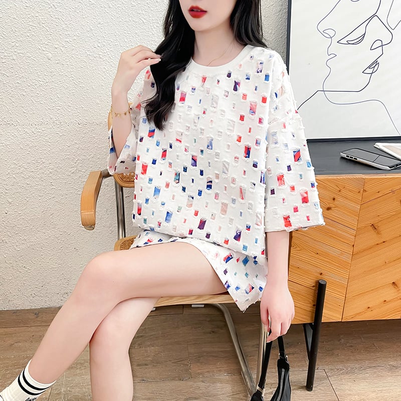 着回し力抜群 個性派 カジュアル ゆったりトップス 半袖Tシャツ 全2色<ins-8263>