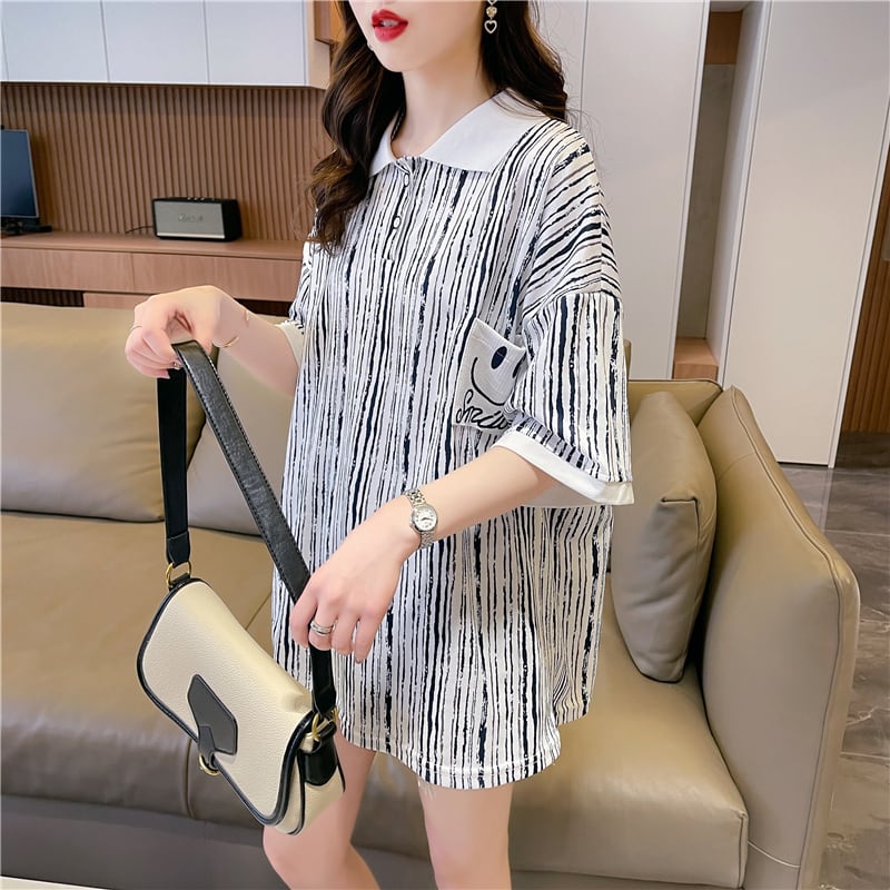 絶対流行 カジュアル プリント ゆったりトップス 半袖Tシャツ 全2色<ins-8314>