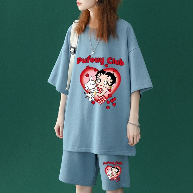 【半額!期間限定!!】早い者勝ち大人可愛い 半袖Tシャツⅹパンツセット全4色 <ins-6579>