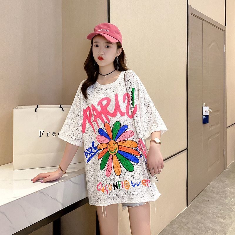 美人度アップ スウィート ゆったり 半袖Tシャツ<ins-8130>