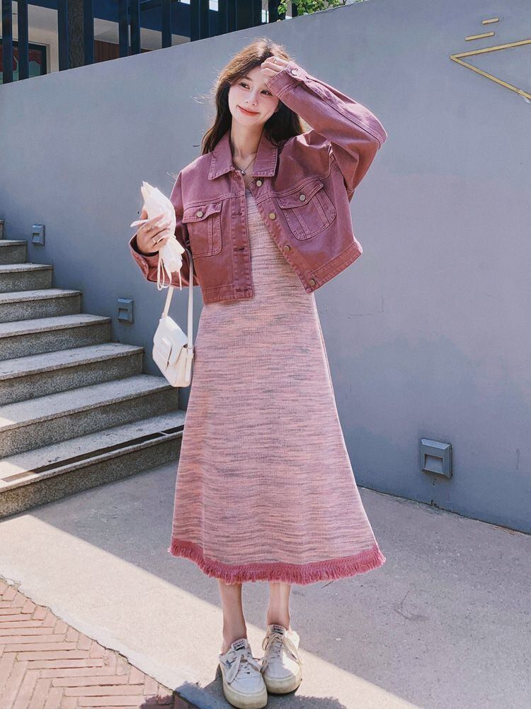 好感度UP カジュアル 女子マスト 定番シンプル 長袖ジャケット+スカート セットアップE-10789