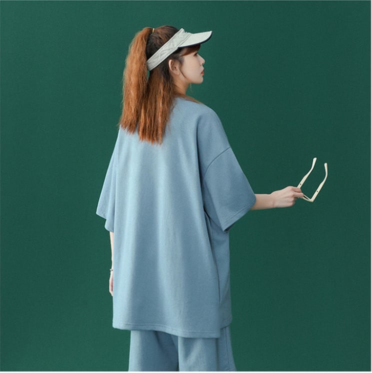 【半額!期間限定!!】売り切れ必至 カジュアル 半袖Tシャツⅹパンツセット全4色 男女兼用<ins-6574>