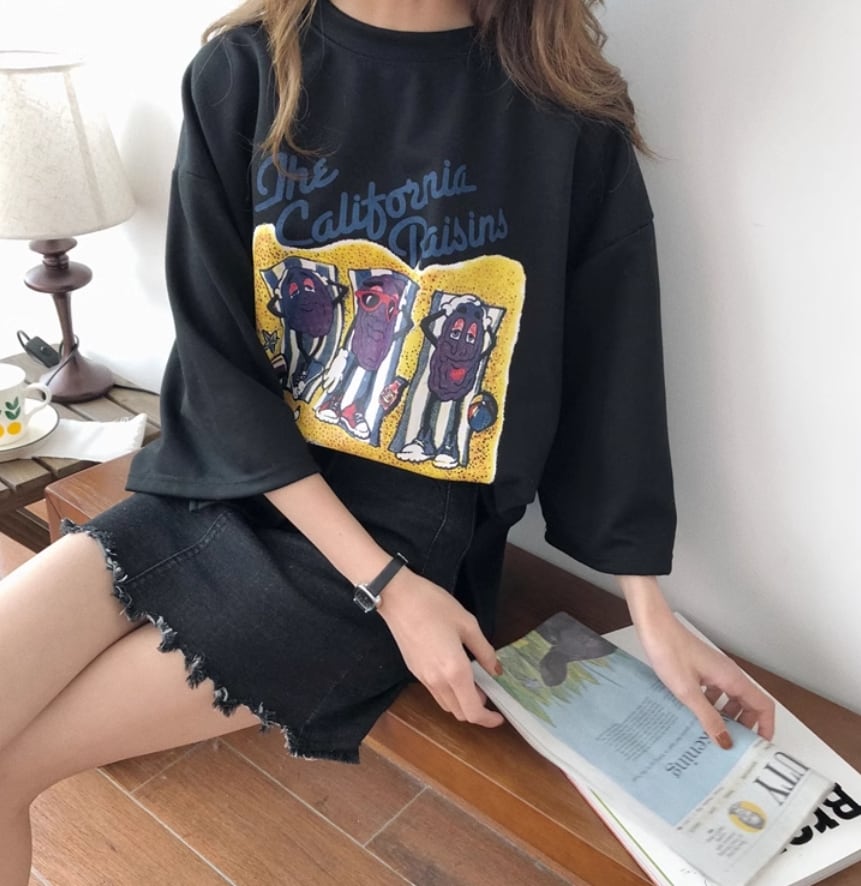 話題沸騰中 カジュアル  ゆったり プリント 2色半袖Tシャツ<ins-8161>