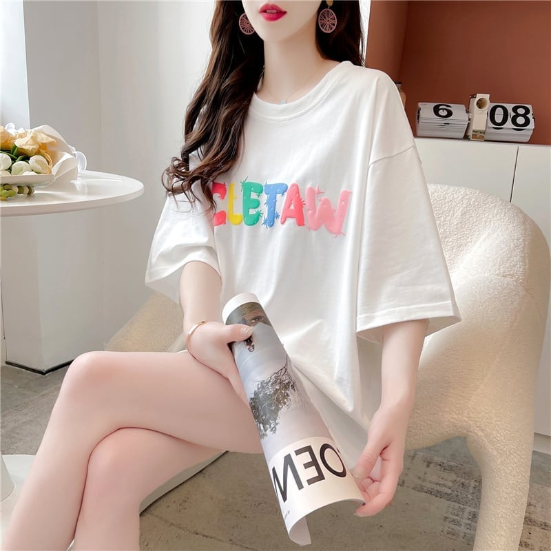 オシャレ度満点 一目惚れ アルファベット Tシャツ カットソー<ins-3071>