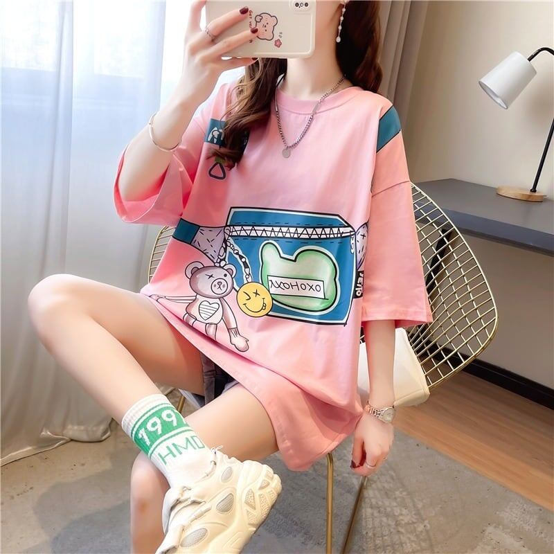 個性的なデザイン 一目惚れ 3色選択可 プリント Tシャツ カットソー<ins-3062>