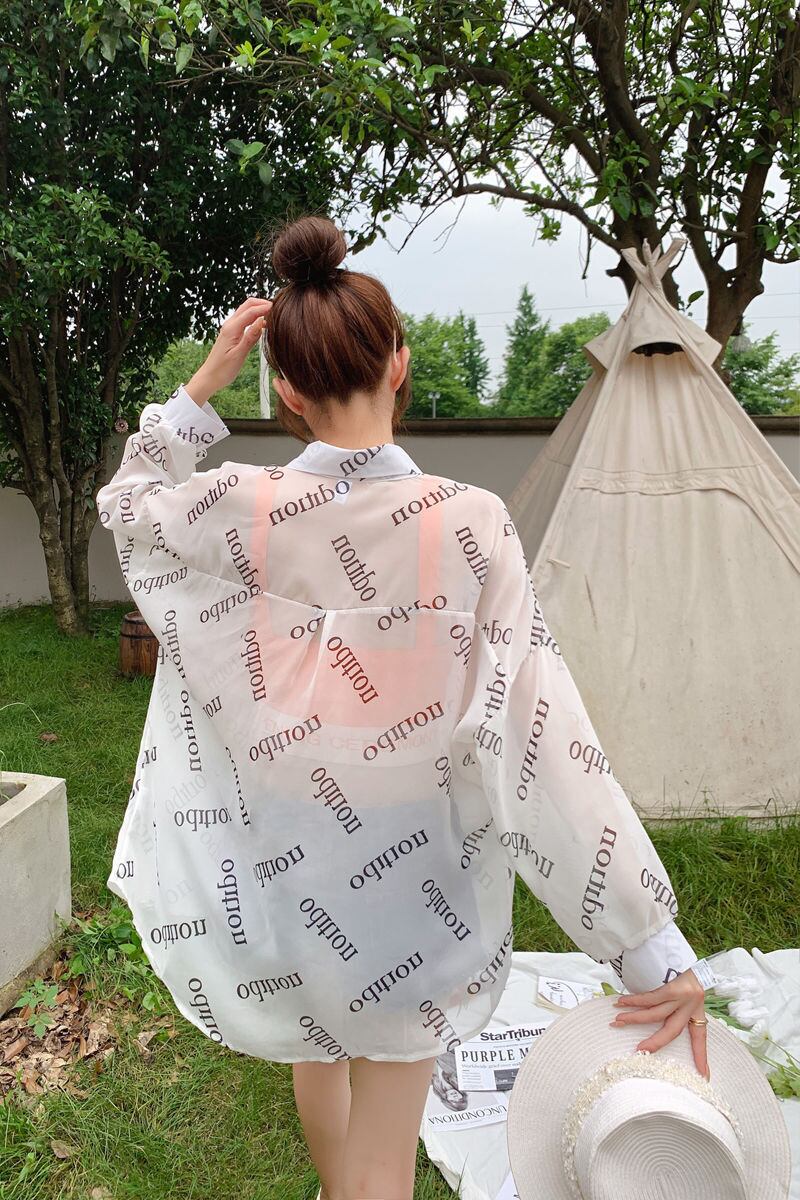 売り切れ必至 オシャレ度満点 透け感 日焼け対策 シャツ <ins-8116>