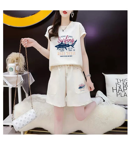 今季マストバイ  カジュアル ファッション 半袖Tシャツⅹパンツセット全3色 <ins-8265>