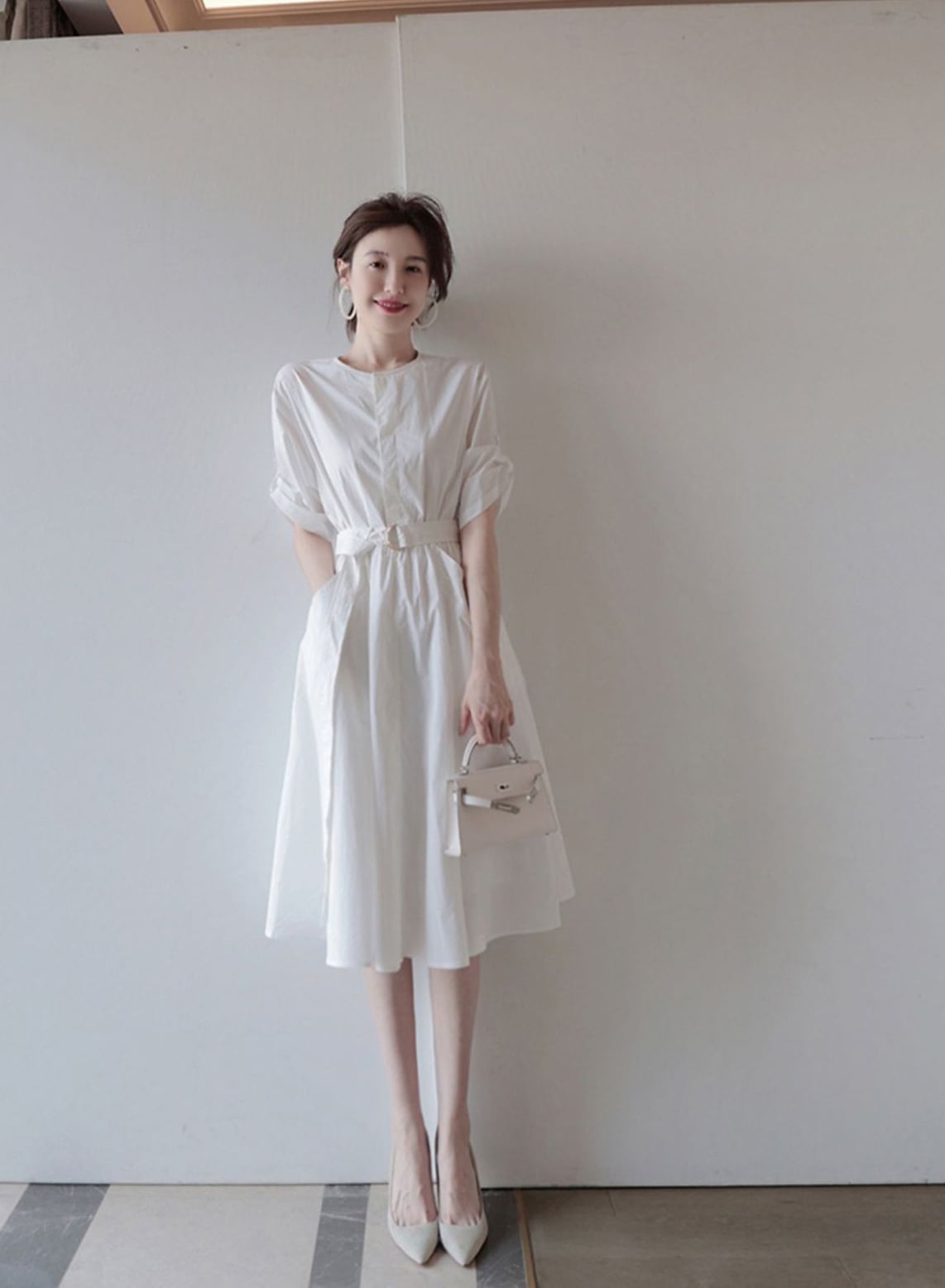 絶対欲しい ファッション エレガント ベルト付き ワンピース<ins-8439>