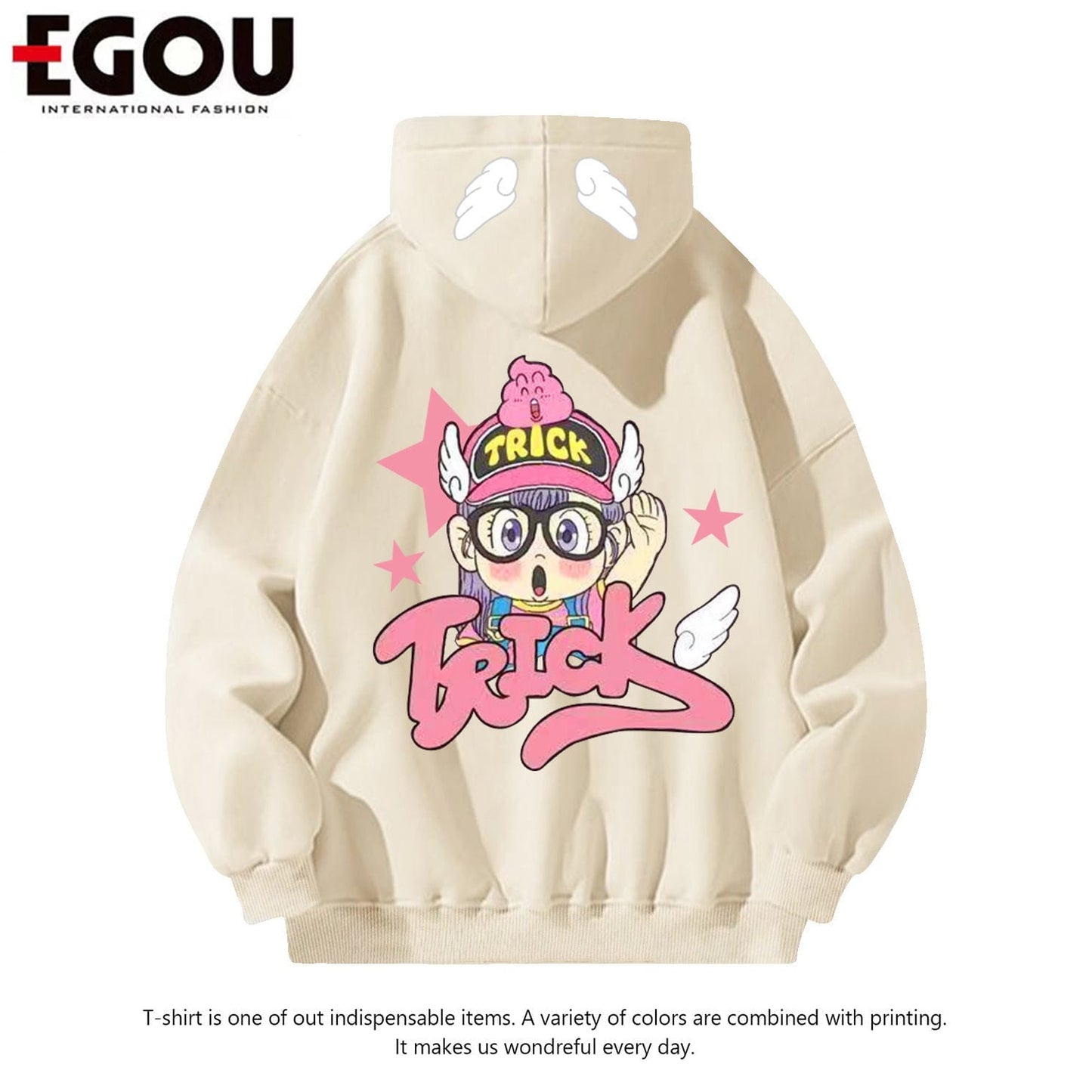 好感度UP ファッション プリントロゴ パーカーins-4249