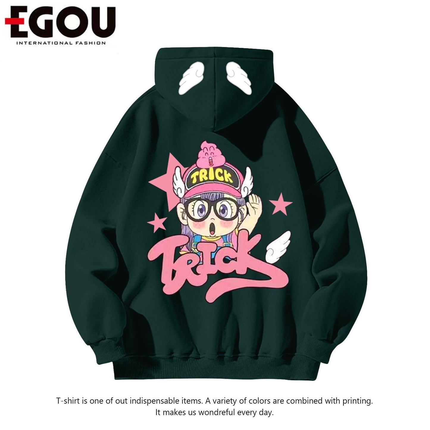 好感度UP ファッション プリントロゴ パーカーins-4249