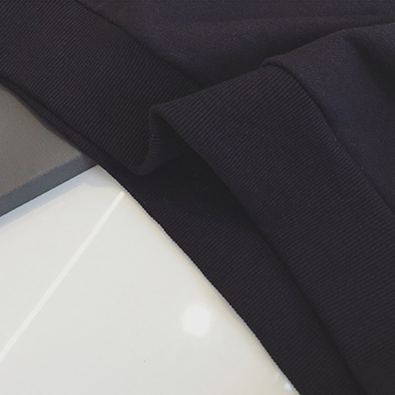 合わせやすい デイリー ラウンドネック 無地 切り替え スウェット パーカーins-2128