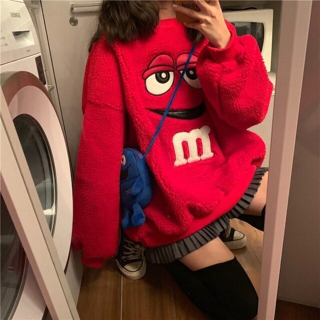 【翌日発送·在庫一掃セール】ファッション キュート ラウンドネック カートゥーンプリント 長袖 スウェット パーカーins-3832
