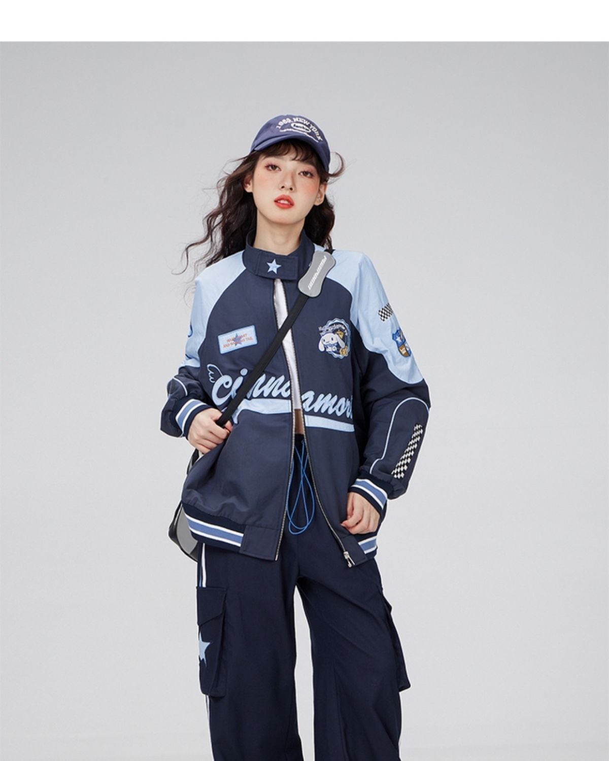 着瘦せ 英字ロゴ 配色ジャケット 男女兼用 コート ins-4795