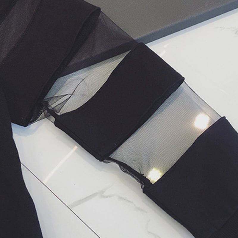 合わせやすい デイリー ラウンドネック 無地 切り替え スウェット パーカーins-2128