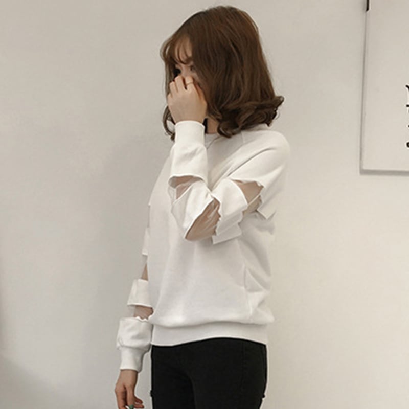 合わせやすい デイリー ラウンドネック 無地 切り替え スウェット パーカーins-2128