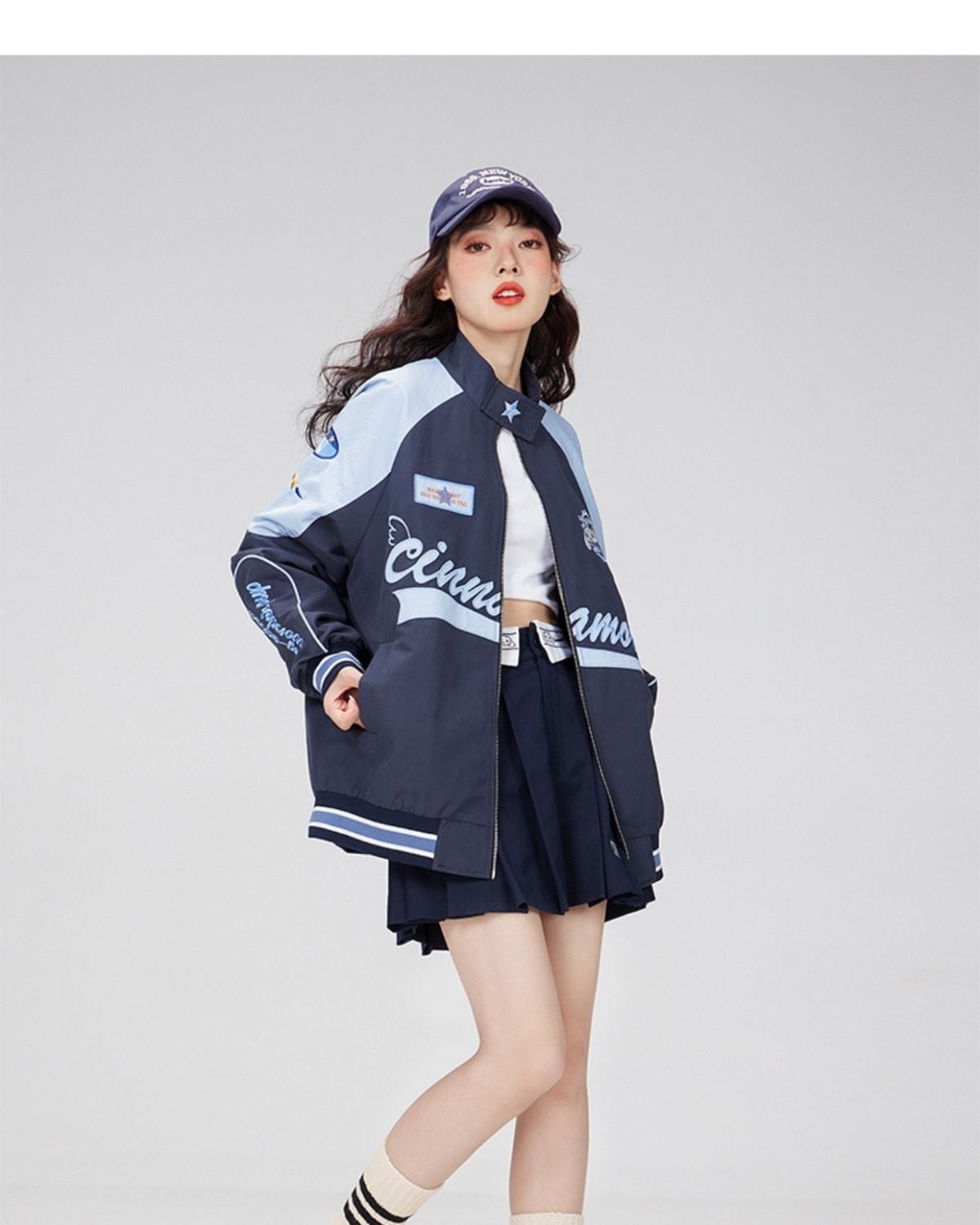 着瘦せ 英字ロゴ 配色ジャケット 男女兼用 コート ins-4795