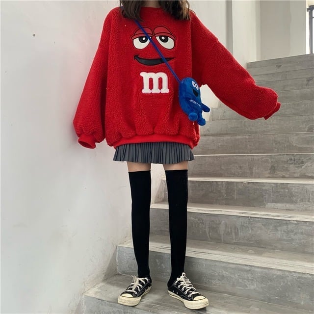 【翌日発送·在庫一掃セール】ファッション キュート ラウンドネック カートゥーンプリント 長袖 スウェット パーカーins-3832