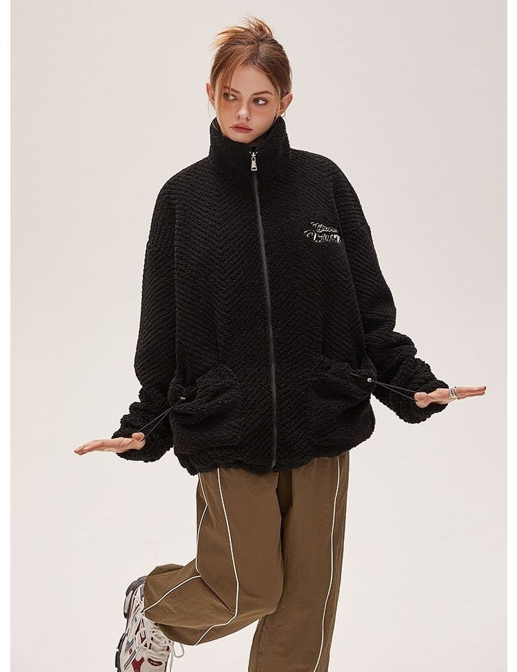 売り切れ必至  立体フェイクバックパックデザイン 2色展開 ボアジャケットE-12714