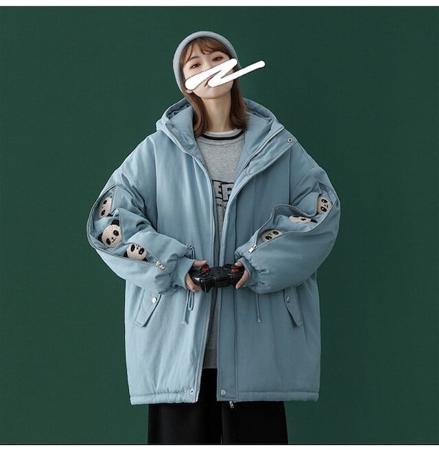 ユニセックス暖かいパンダプリントダウンジャケット  3色 E-5760