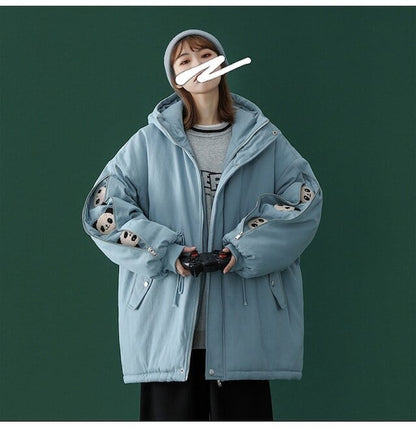 ユニセックス暖かいパンダプリントダウンジャケット  3色 E-5760