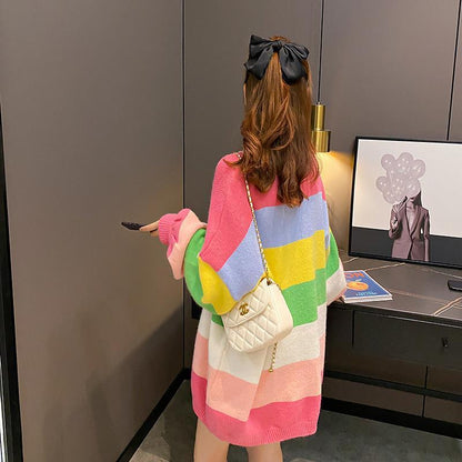 絶対流行 ラウンドネック オシャレ度満点 長袖 ニット セーターE-10097