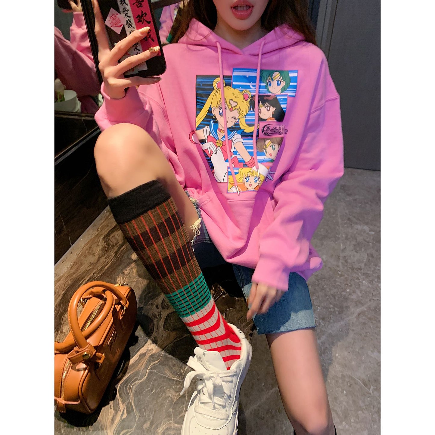 絶対流行  流行新作 目を奪われる  大人可愛い カジュアル  プリントパーカー -A1515