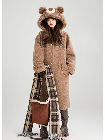 超人気 絶対流行 高級感溢れる 大人可愛い デザイン性抜群 ロングウールコートE-9948