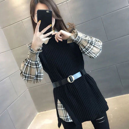 絶対欲しい オシャレ 都市ファッショ デザイン 3色選択 ニットセーターベストシャツ2点セット E-9524