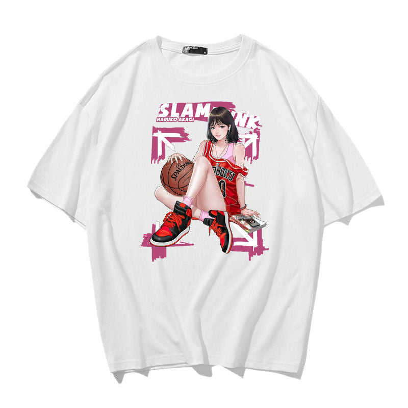 好感度100％ ファッション ラウンドネックプリント 5色選択半袖Ｔシャツ -A1169