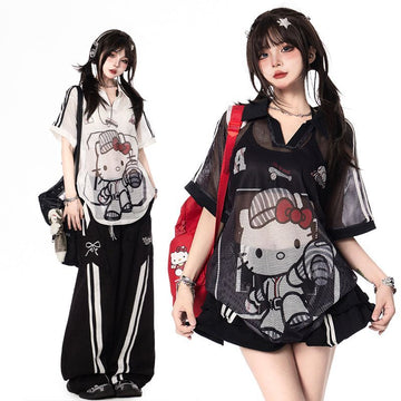 ファッション 透け感 ゆったり 半袖 Tシャツ F-13578