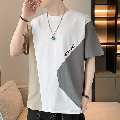 早い者勝ち 配色 ファッション 半袖 Tシャツ E-80062