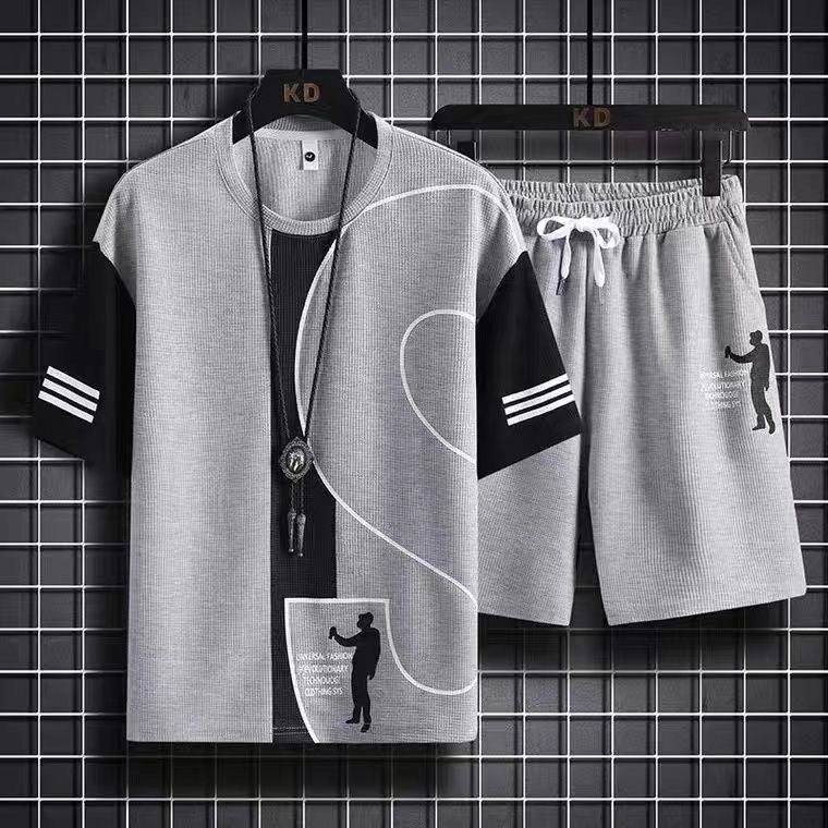 男女兼用 人気 カジュアル Tシャツ & ショーツ セットアップ E-80076