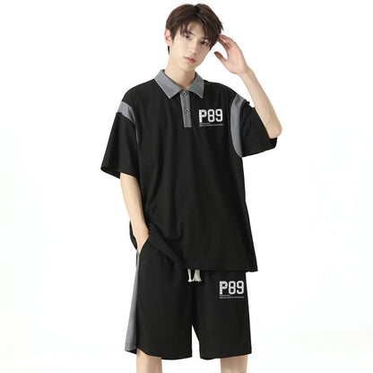 新商品 カジュアル ルーズ 半袖Ｔシャツⅹパンツセット 全2色-A796