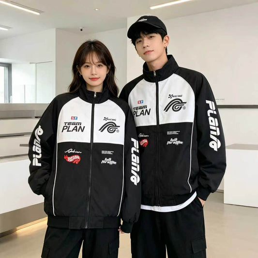 男女兼用 配色切替 プリント スタンドカラー ジップジャケット U-80183