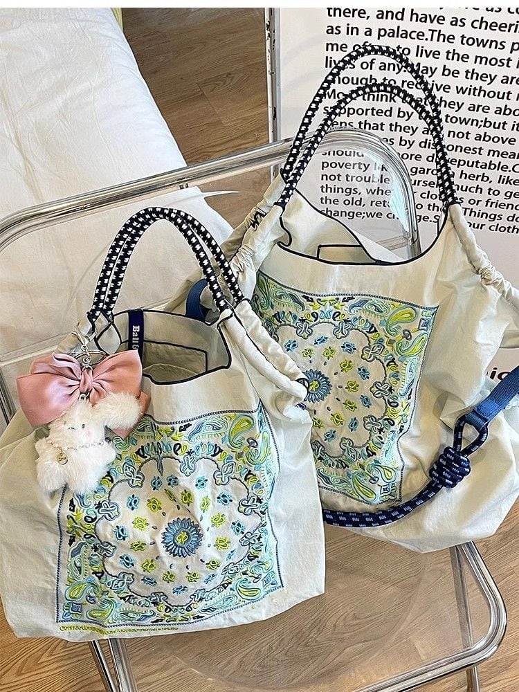 大好評  刺繍プリント  環境保護バッグ ショッピングバッグ<ins-5734>