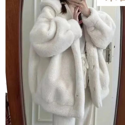 絶対欲しい 美人度アップもこもこボア厚手 5色 フェイクファーコートE-12383