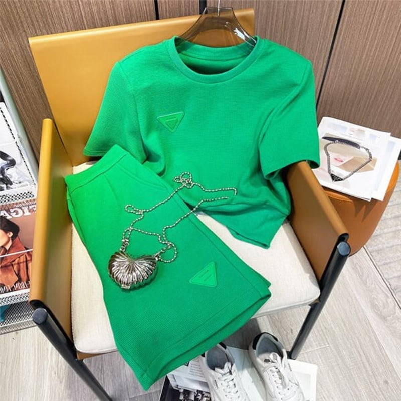 スタイリッシュ 一目惚れ 切り替え Tシャツ＋ショートパンツ セットアップ＜ins-3488＞